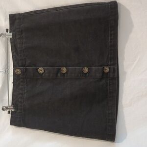 Forever 21 | Worn Finish Black Denim Front Button Mini Skirt | L